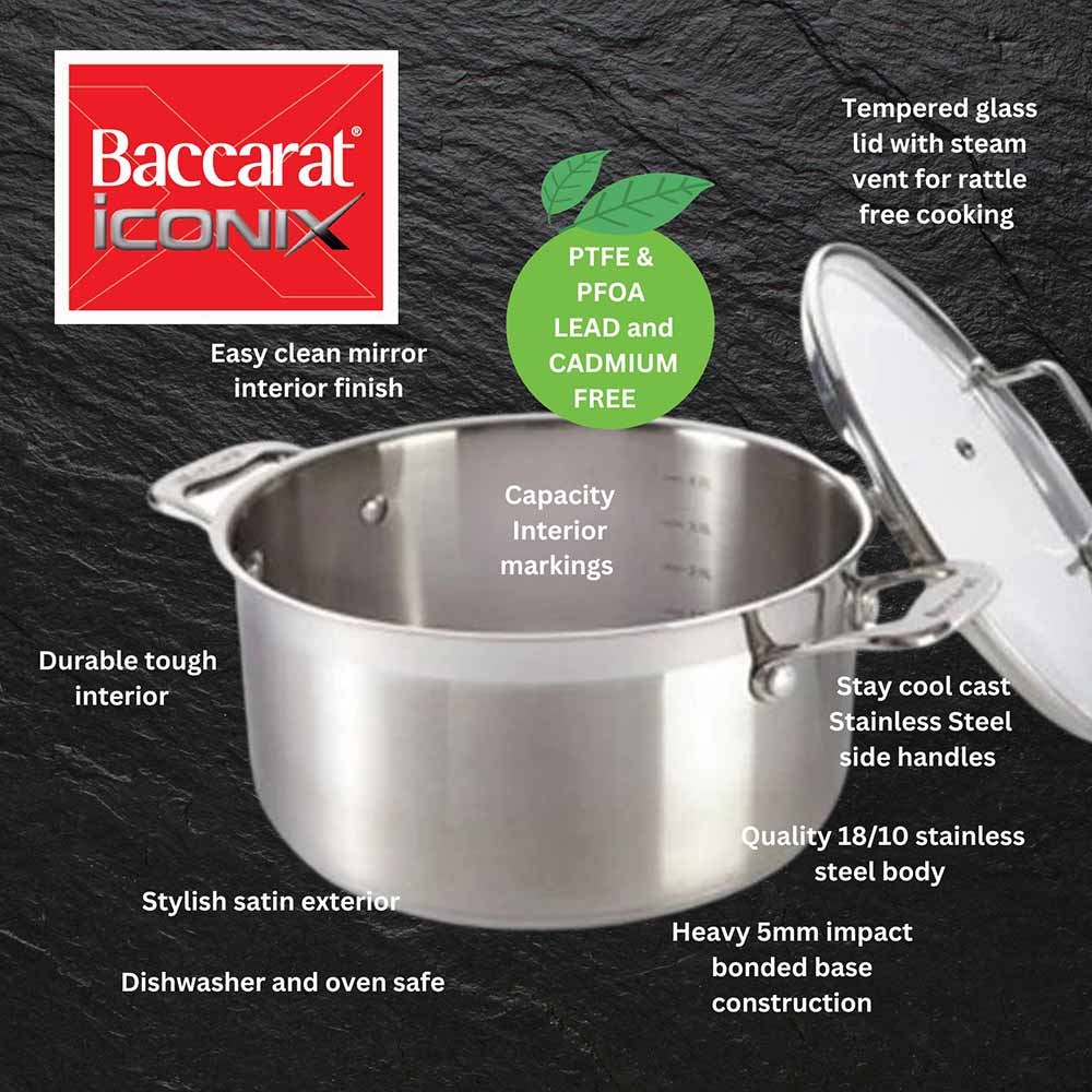 Baccarat iconiX Casserole with Lid 24cm infographic at House