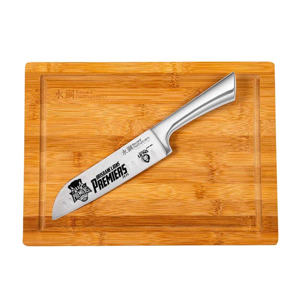 Baccarat Damashiro 17cm Santoku & 35cm Board AFL Premiers 2025 Brisbane Lions