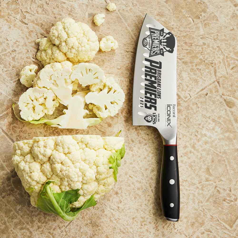 AFL Premiers 2025 Brisbane Lions Cleaver on kitchen counter 
