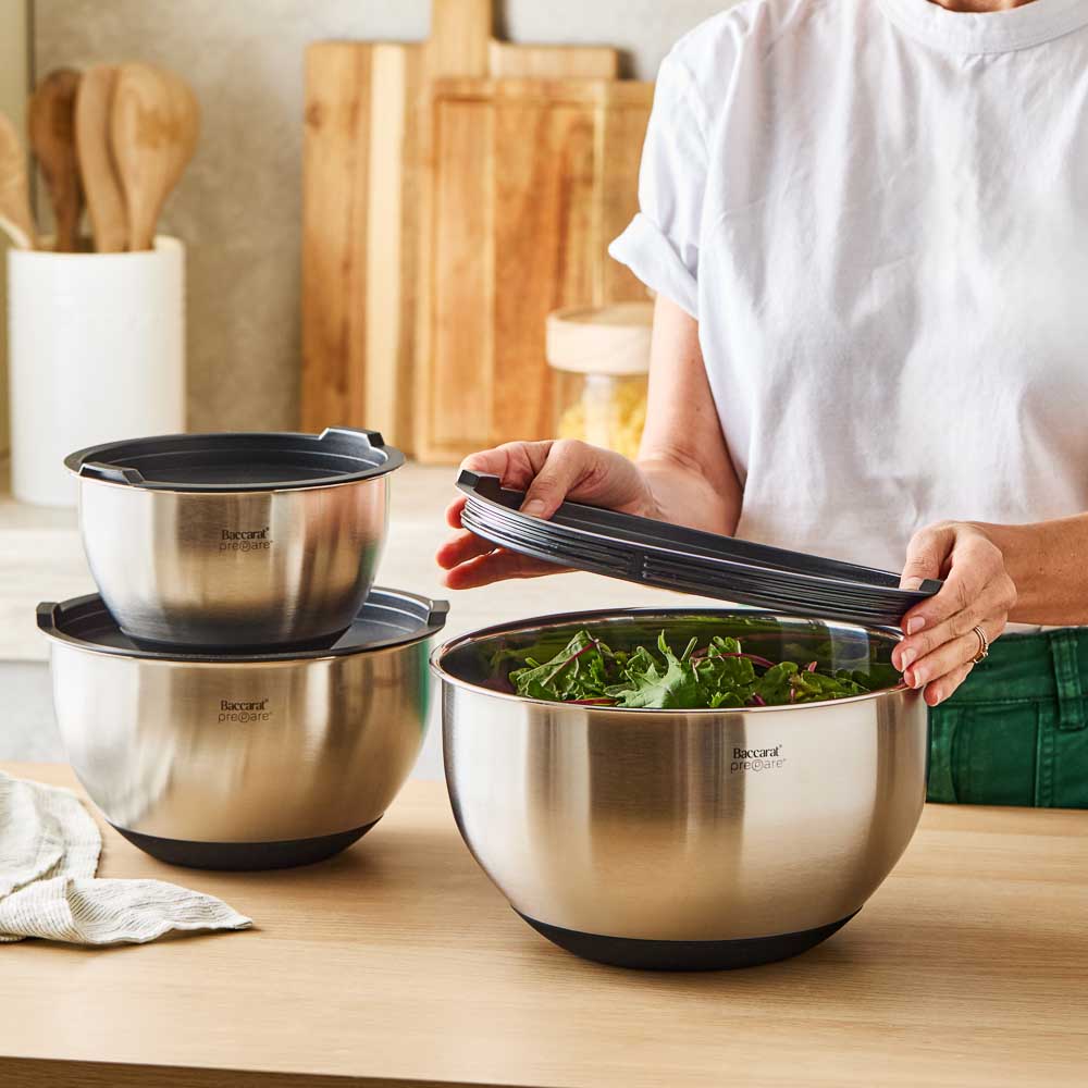 Baccarat Prepare Set of 3 Mixing Bowls with Lids at House