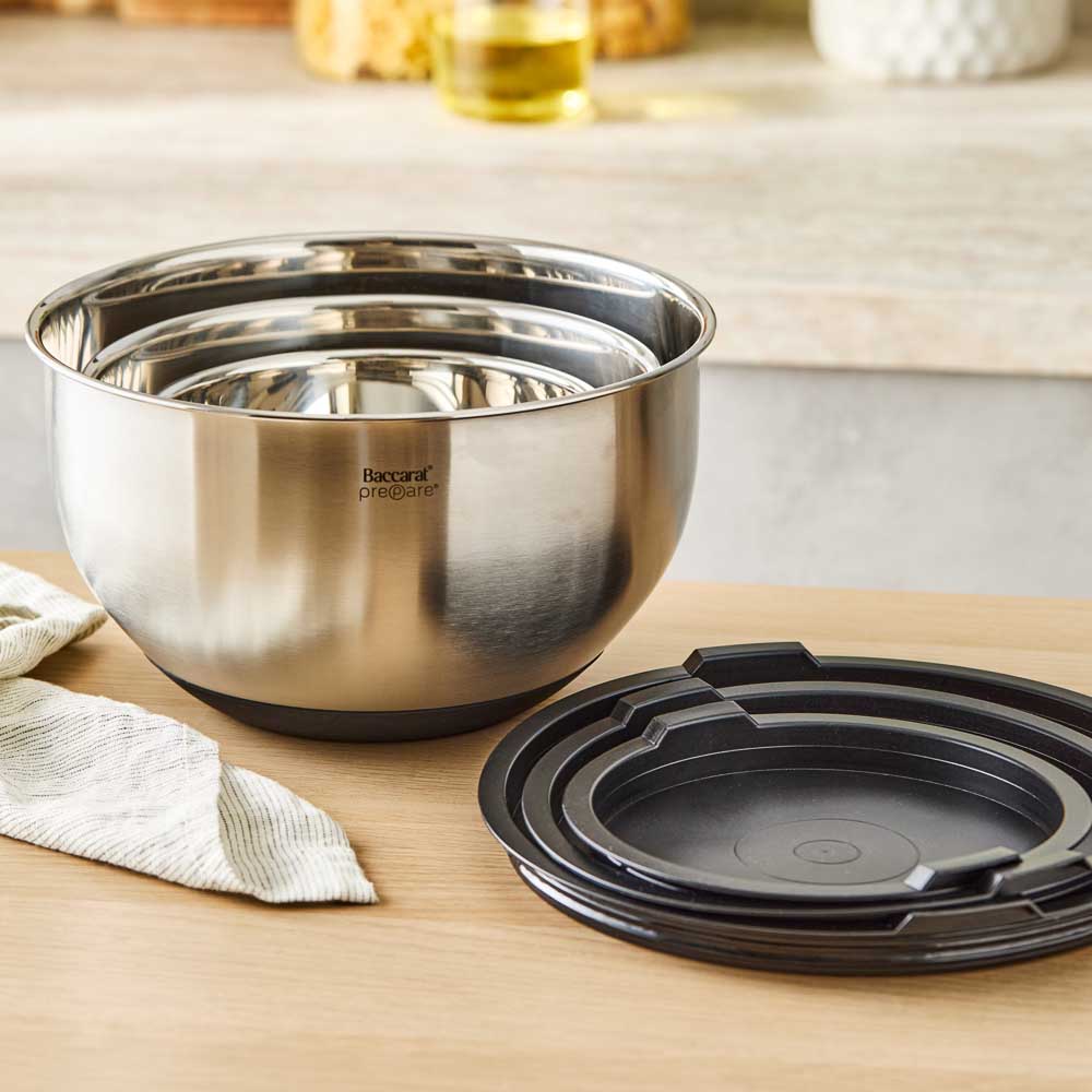 Baccarat Prepare Set of 3 Mixing Bowls with Lids at House