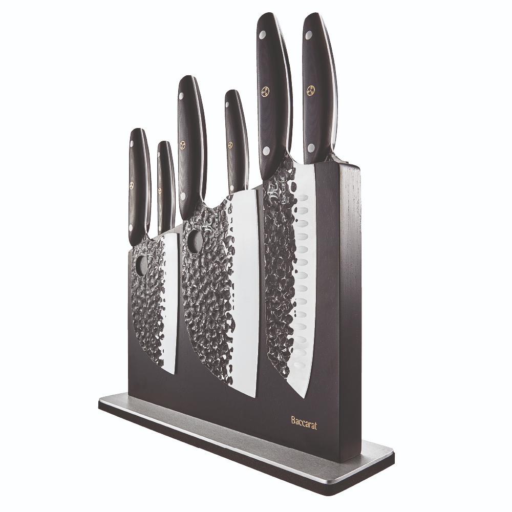 Baccarat KUROI KIBA 7 Piece Knife Block at House