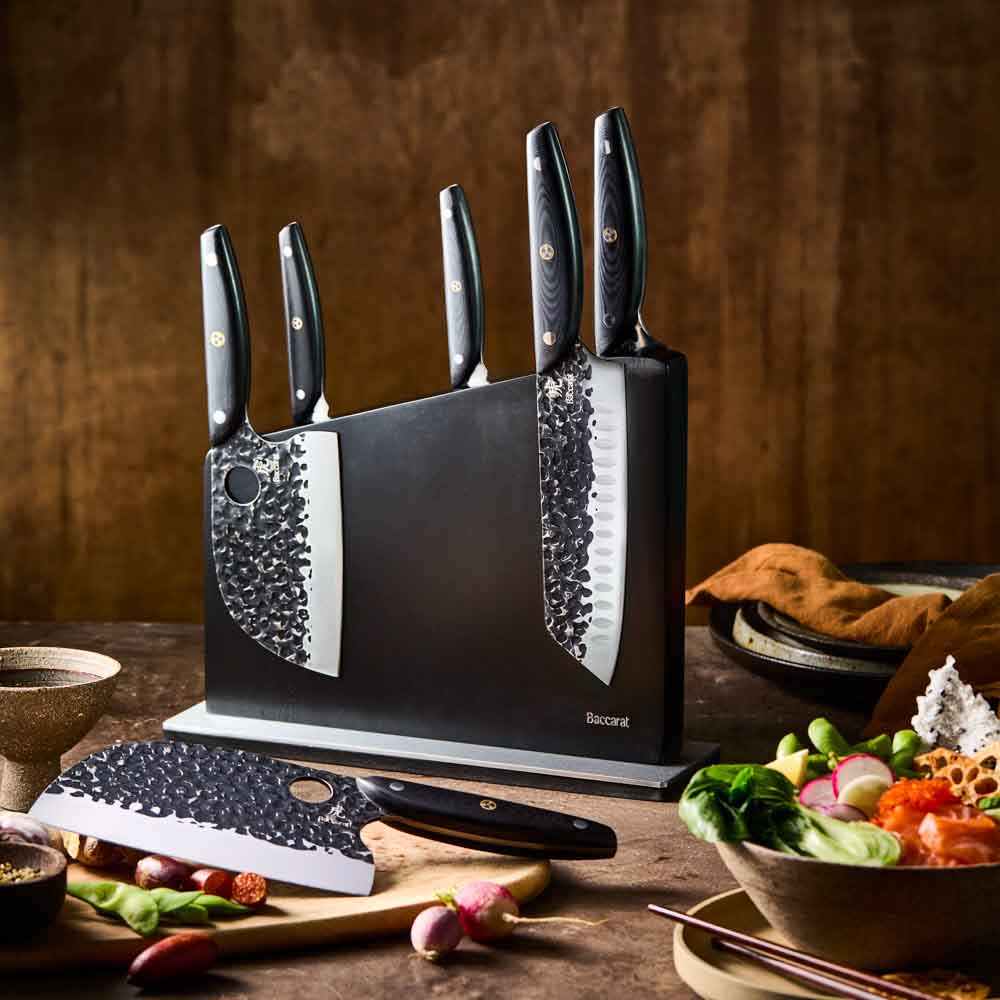 Baccarat KUROI KIBA 7 Piece Knife Block at House
