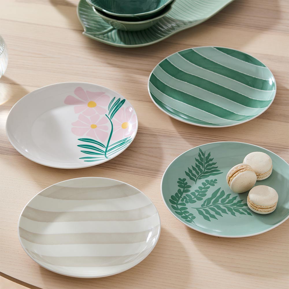 Alex Liddy Harley Set of 4 Side Plates 20cm Floral and Stripe at House