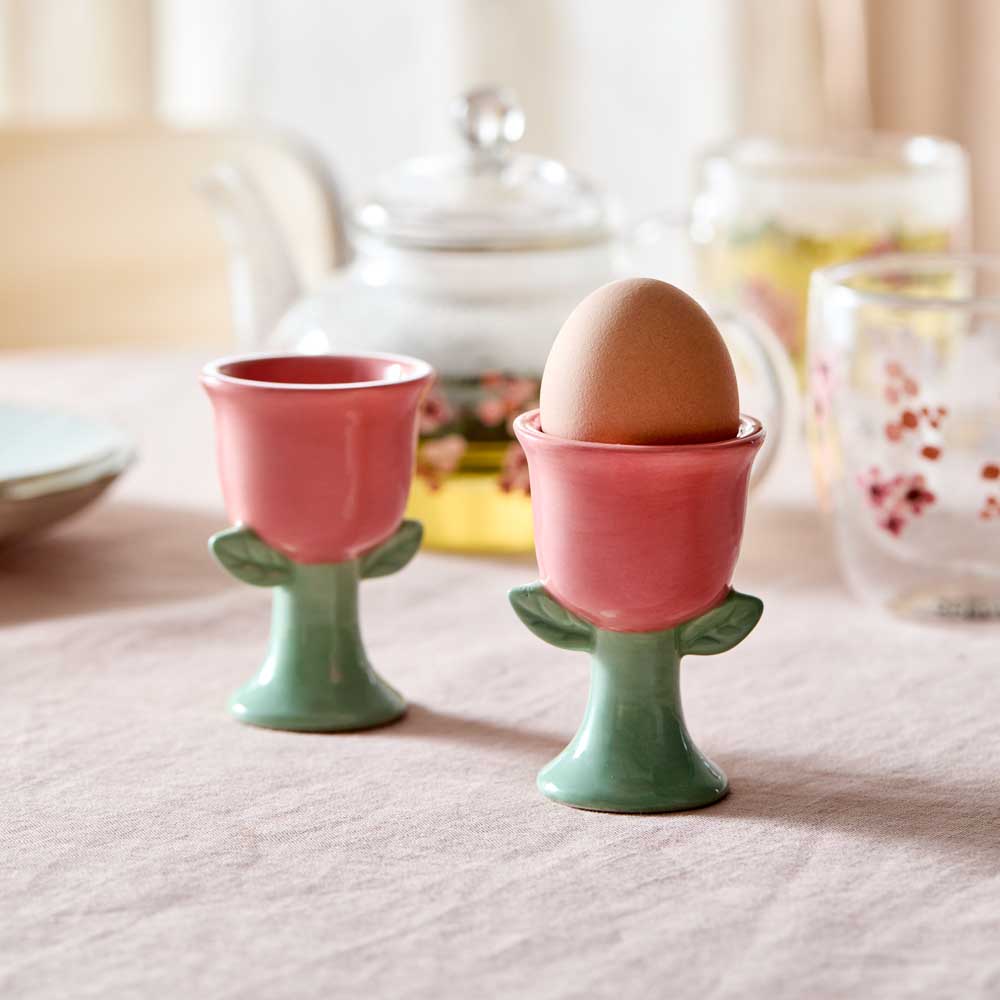 Alex Liddy Posy Set of 2 Egg Cups on dining table with tea at House