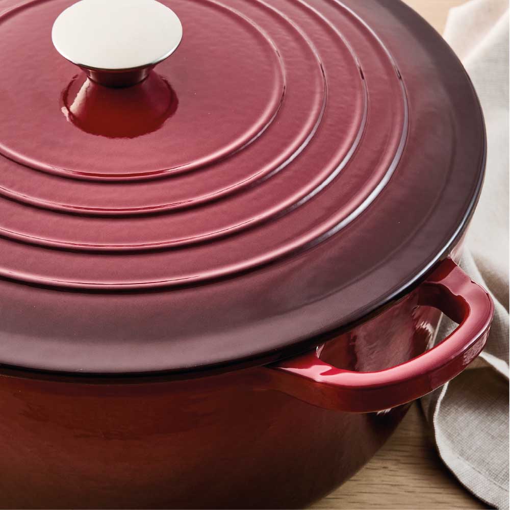 Baccarat Le Connoisseur Cast Iron Round French Oven 6.3L Merlot Red at House