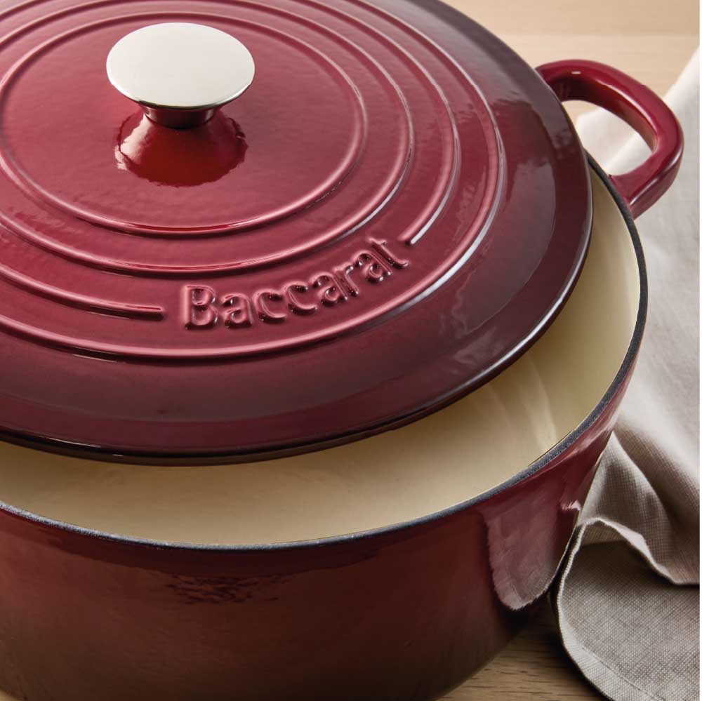 Baccarat Le Connoisseur Cast Iron Round French Oven 6.3L Merlot Red at House