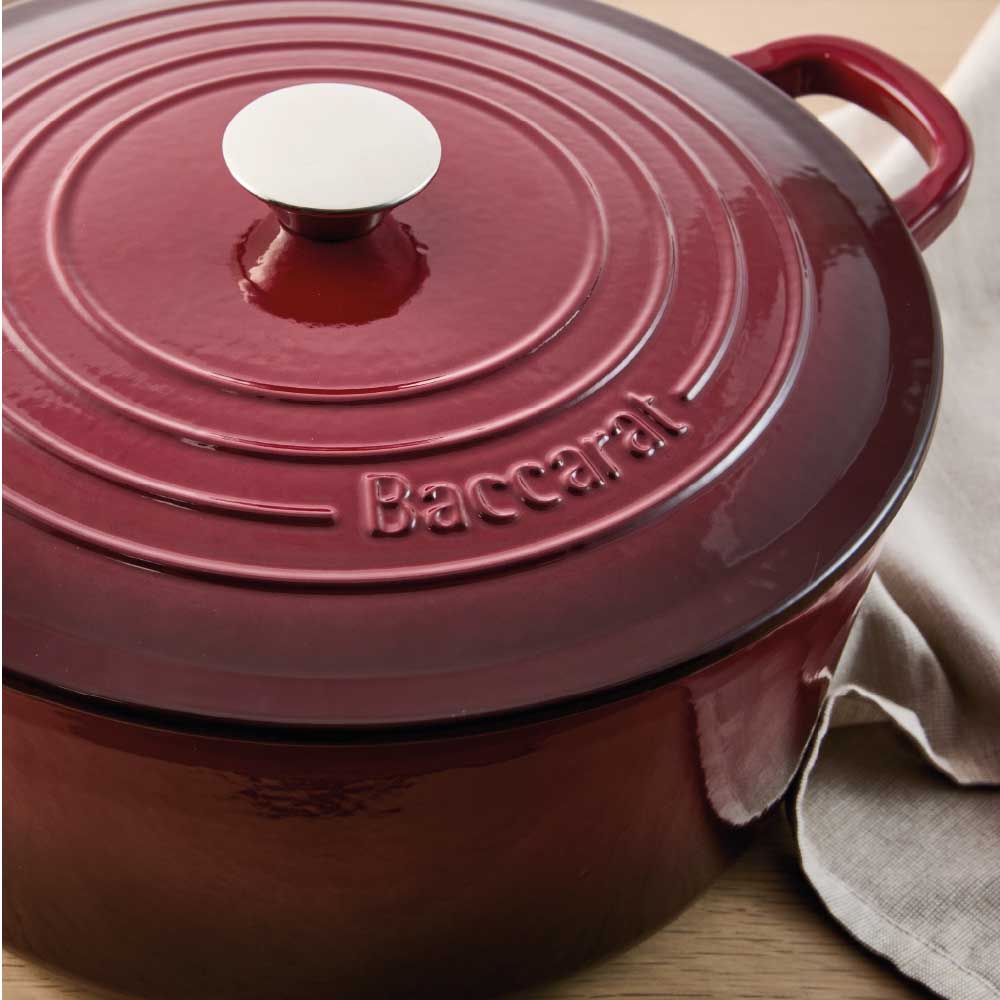 Baccarat Le Connoisseur Cast Iron Round French Oven 6.3L Merlot Red at House