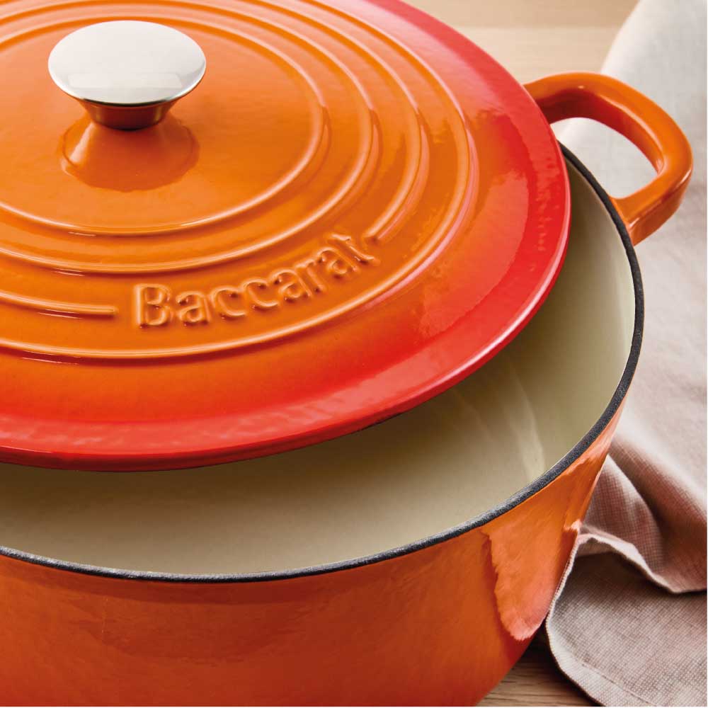 Baccarat Le Connoisseur Cast Iron Round French Oven 6.3L Lava Orange at House