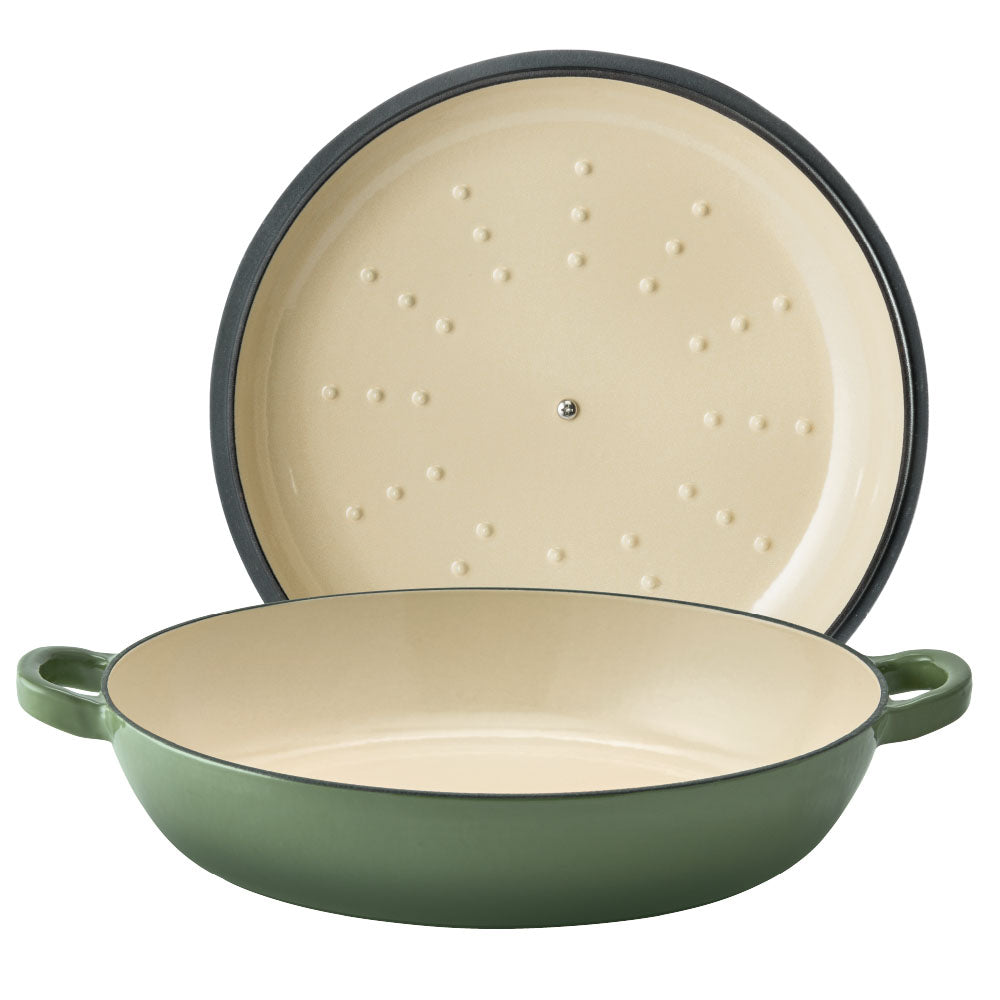 Baccarat Le Connoisseur Cast Iron Round French Saute Pan 31cm Sage Green at House