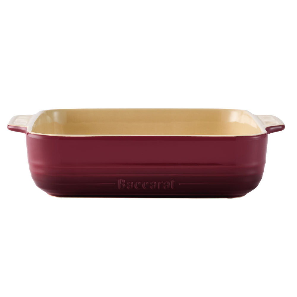 Baccarat Le Connoisseur Stoneware Square Baking Dish 24cm Merlot Red at House