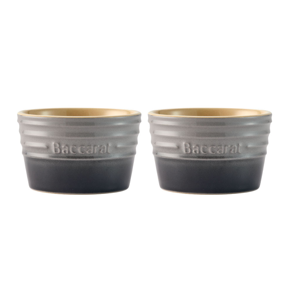 Baccarat Le Connoisseur Set of 2 Stoneware Ramekins 9cm Smoke Grey at House