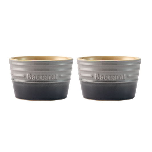 Baccarat Le Connoisseur Set of 2 Stoneware Ramekins 9cm Smoke Grey at House