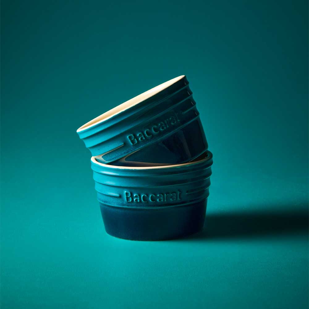 set of 2 blue ramekins with blue background - House