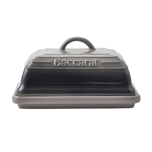 Baccarat Le Connoisseur Stoneware Butter Dish 16cm Smoke Grey at House