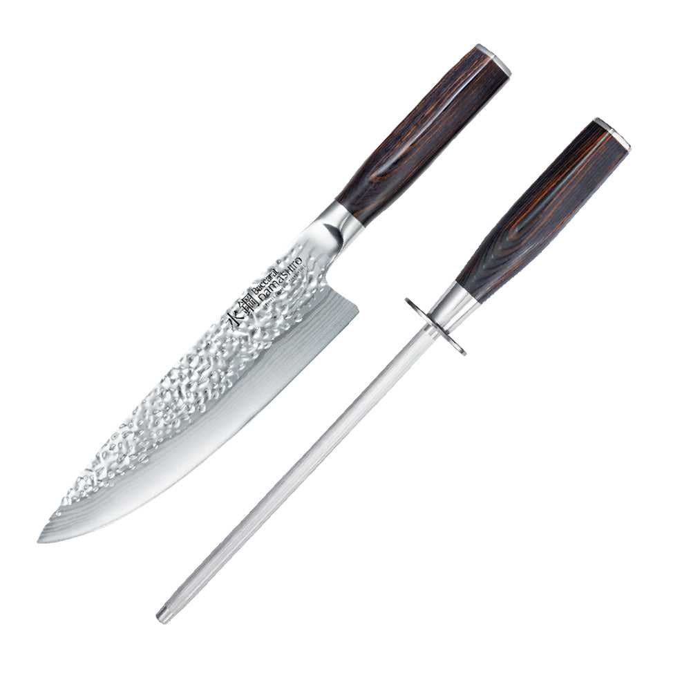Baccarat Damashiro EMPEROR Chef Knife and Sharpener Set 20cm - House