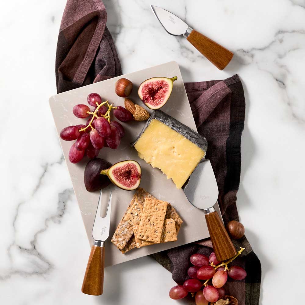 Marble Serving Board with 3 Cheese Knives and charcuterie - House