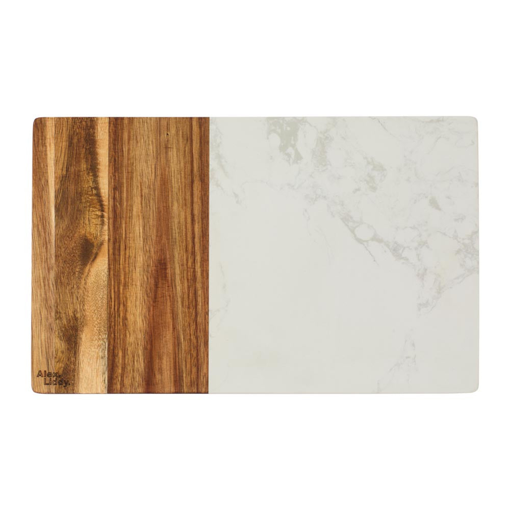 Alex Liddy Slate & Co Acacia and Marble Serving Board 40cm - House