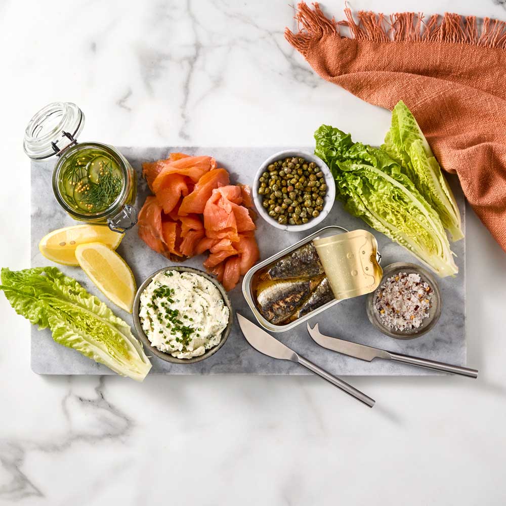 Long Marble Serving Board with Set of 2 Cheese Knives - House