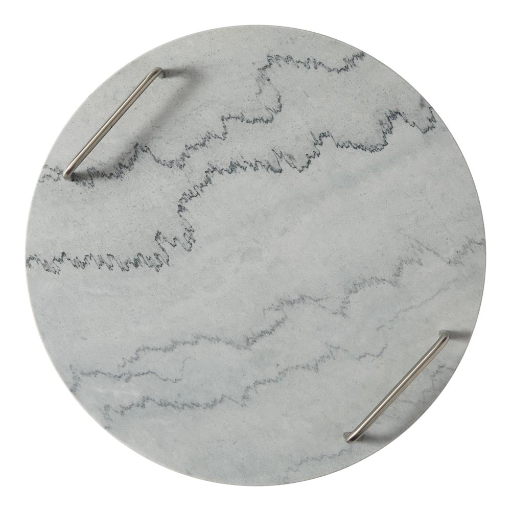 Alex Liddy Slate & Co Round Marble Serving Board with Handles 40cm - House