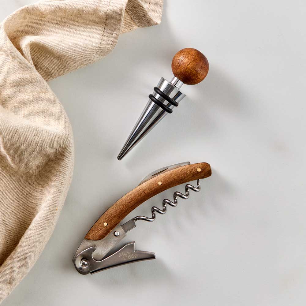 Alex Liddy Slate & Co Wood Bottle Opener and Bottle Stopper Set - House