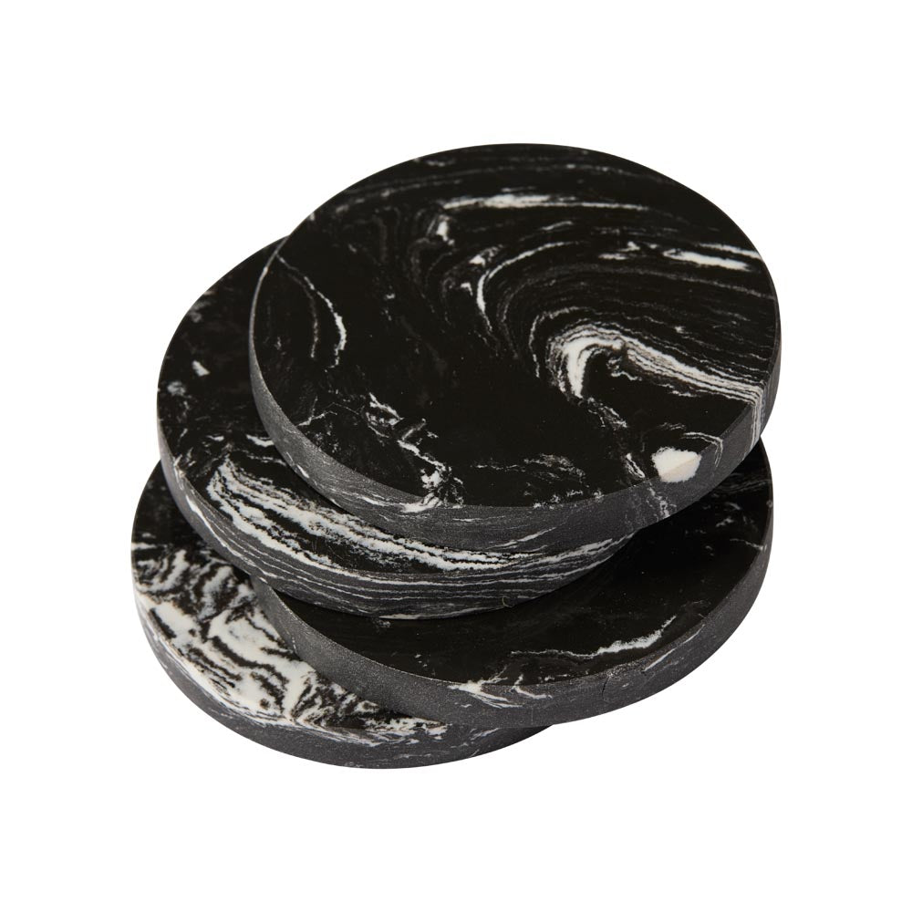 Alex Liddy Slate & Co Set of 4 Black Marble Coasters - House