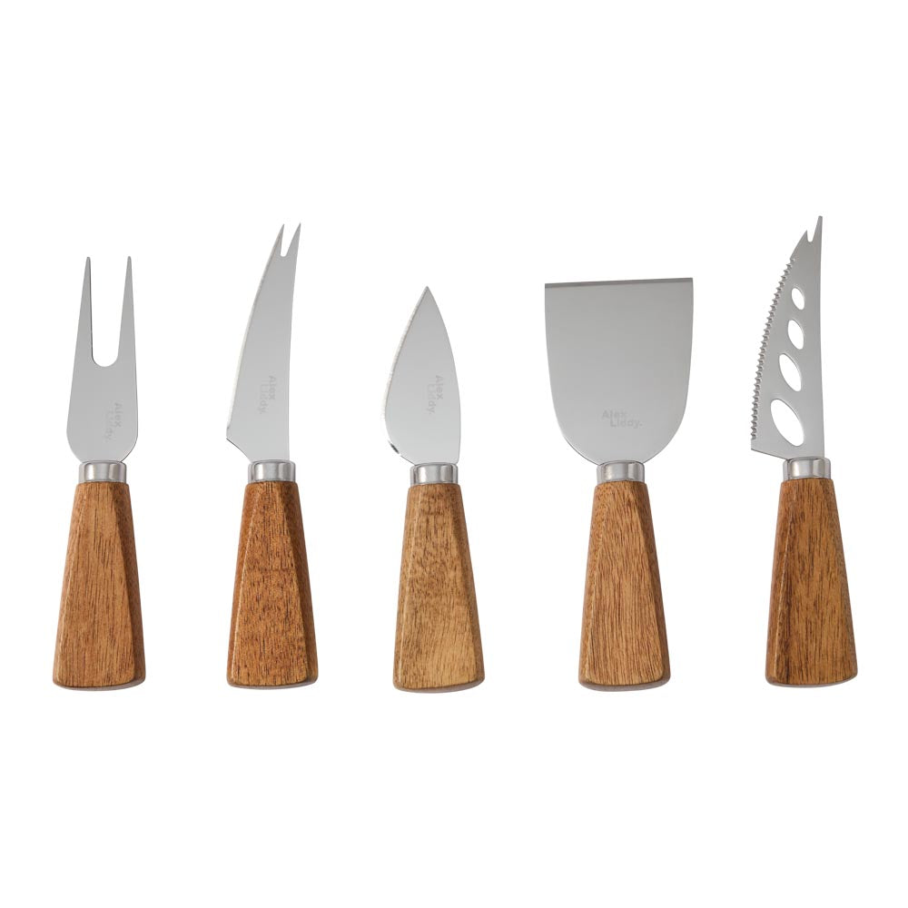 Alex Liddy Slate & Co Set of 5 Acacia Wood Cheese Knives - House