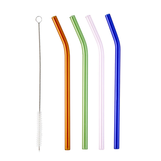 Alex Liddy Prisma Set of 4 Glass Straws - House