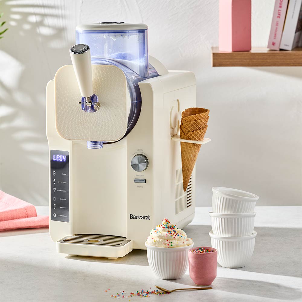 slushie and icecream machine in cream on a kitchen bench