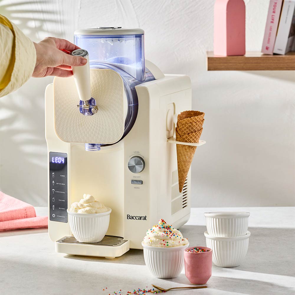 frozen drink and icecream machine in cream on a kitchen bench