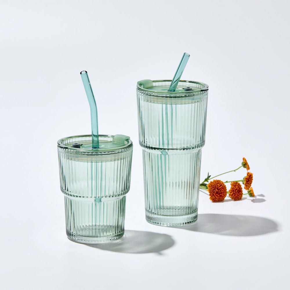 Alex Liddy Prisma Set of 2 Glass Tumblers sage green