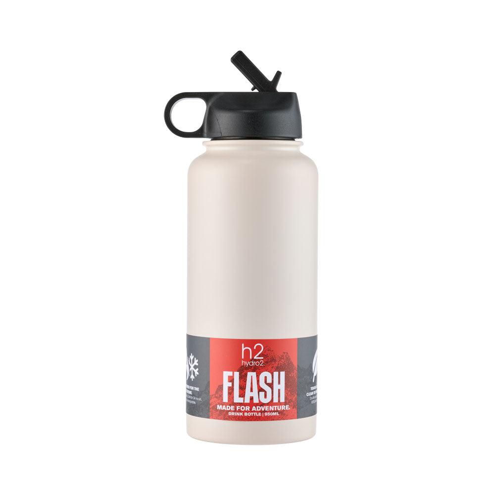 h2 hydro2 FLASH Sip Reusable Water Bottle 950ml Dove cream