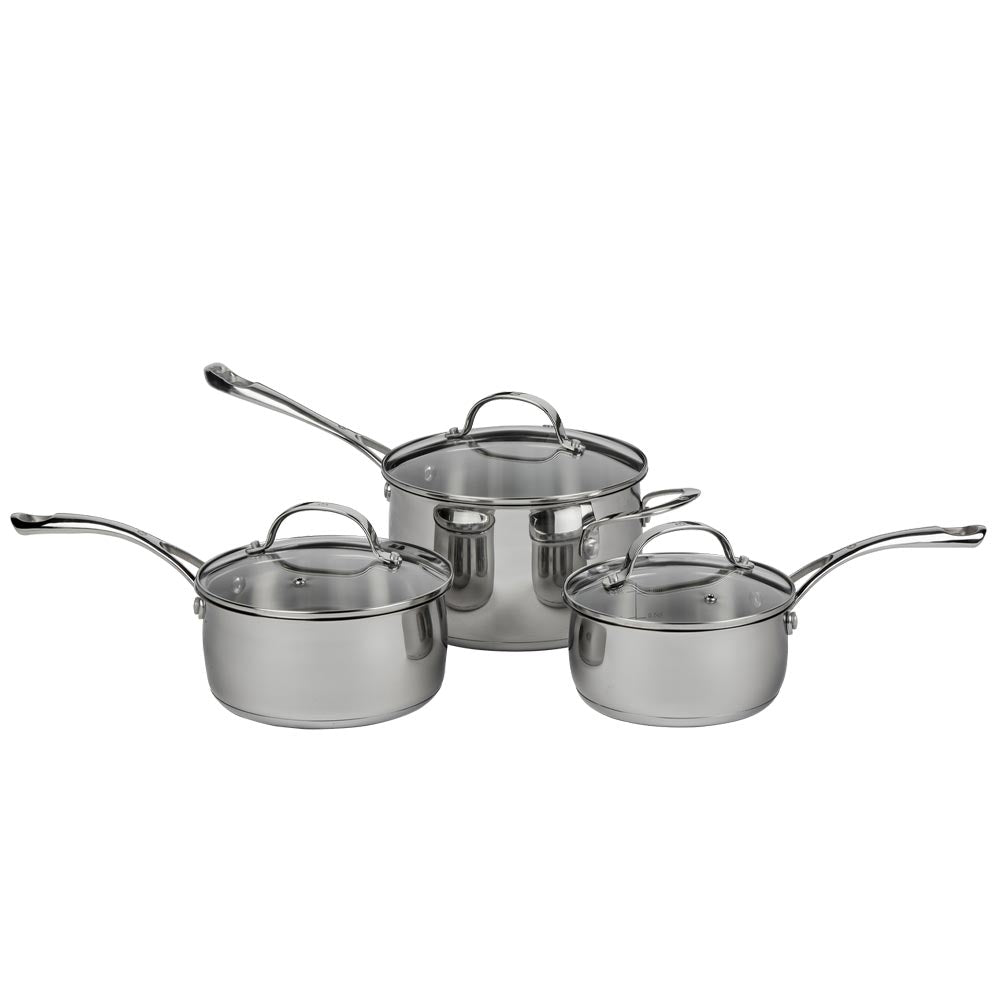 Swiss Diamond 3 Piece Premium Steel DLX Saucepan Set With Lids