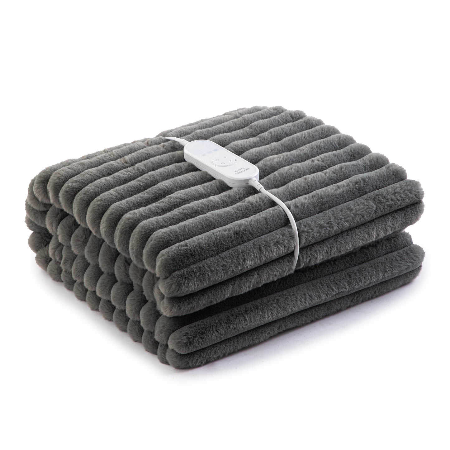 Royal Comfort Thermolux Heated Stripe Faux Fleece Throw