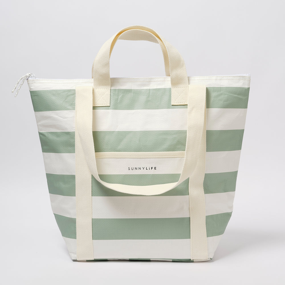 SUNNYLiFE Light Cooler Tote Sage Stripe