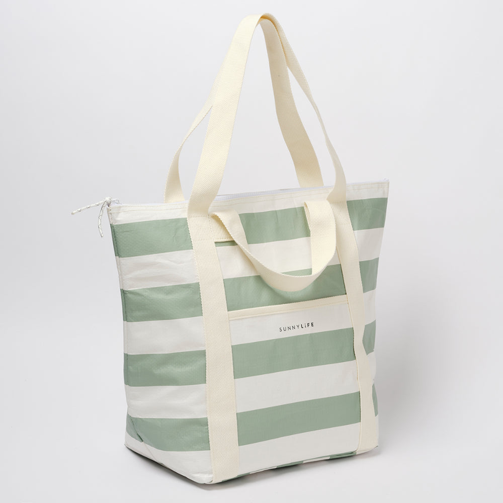 SUNNYLiFE Light Cooler Tote Sage Stripe