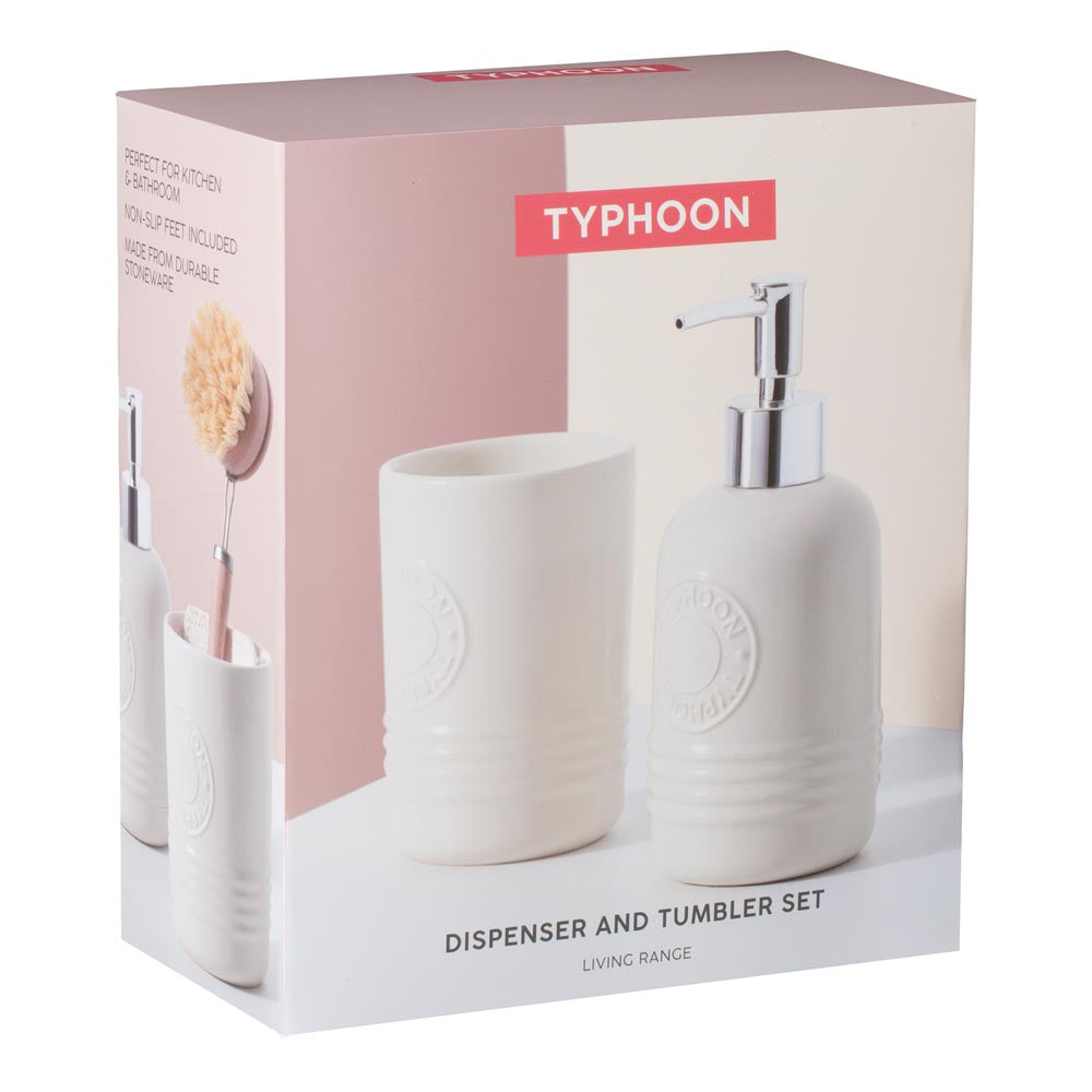 Typhoon Living Soap Dispenser And Tumbler Set 320ml Cream