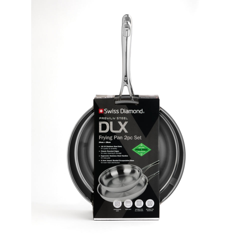 Swiss Diamond DLX Premium Steel 2 Piece Frypan Set