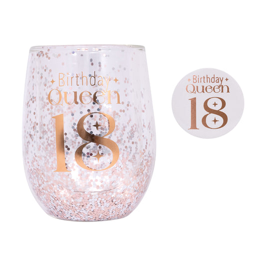 Splosh Celebration Glitter Stemless Glass & Badge Set