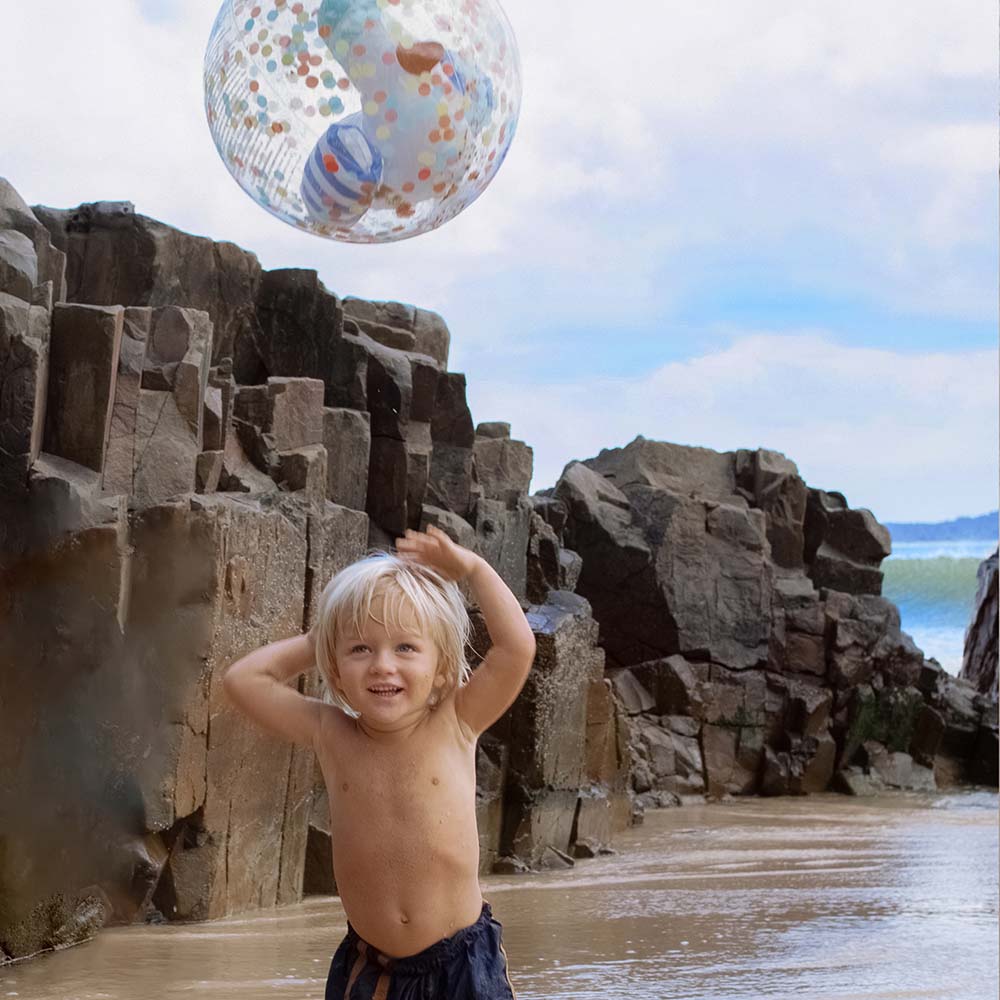 SUNNYLiFE 3D Inflatable Beach Ball Sammy The Seagull Blue Stripe