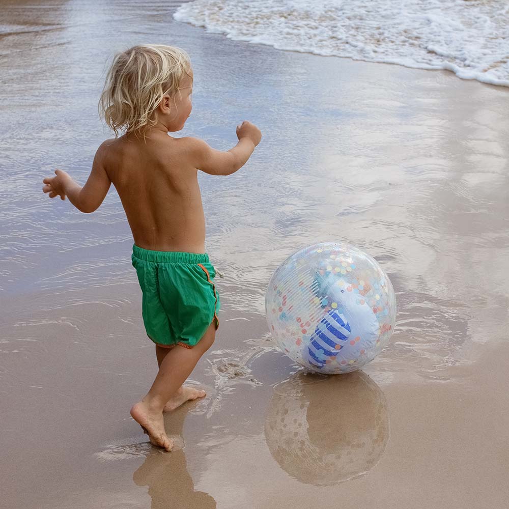 SUNNYLiFE 3D Inflatable Beach Ball Sammy The Seagull Blue Stripe