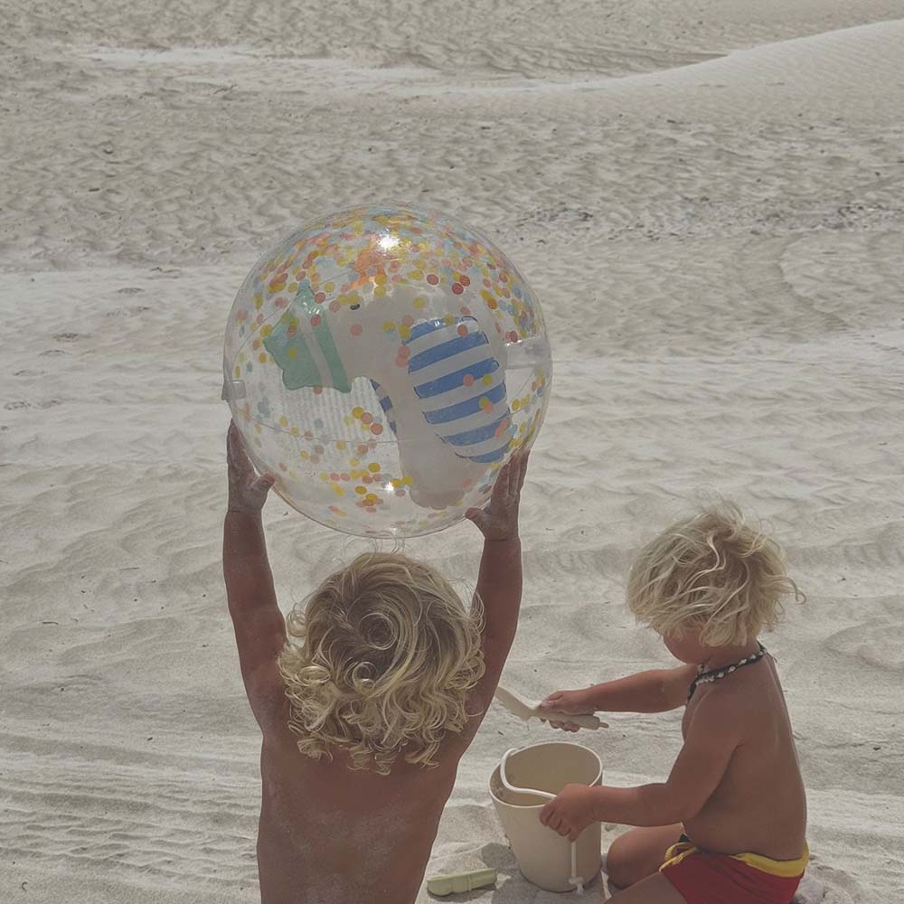 SUNNYLiFE 3D Inflatable Beach Ball Sammy The Seagull Blue Stripe
