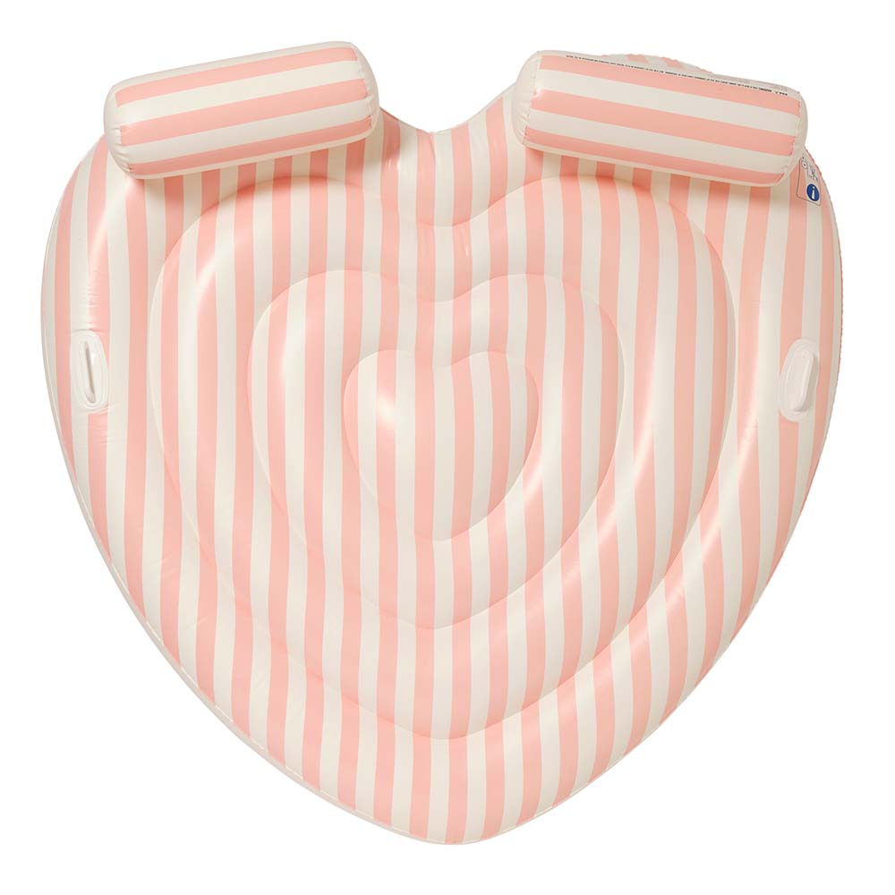 SUNNYLiFE Twin Heart Lie-On Stole My Heart Pink Stripe