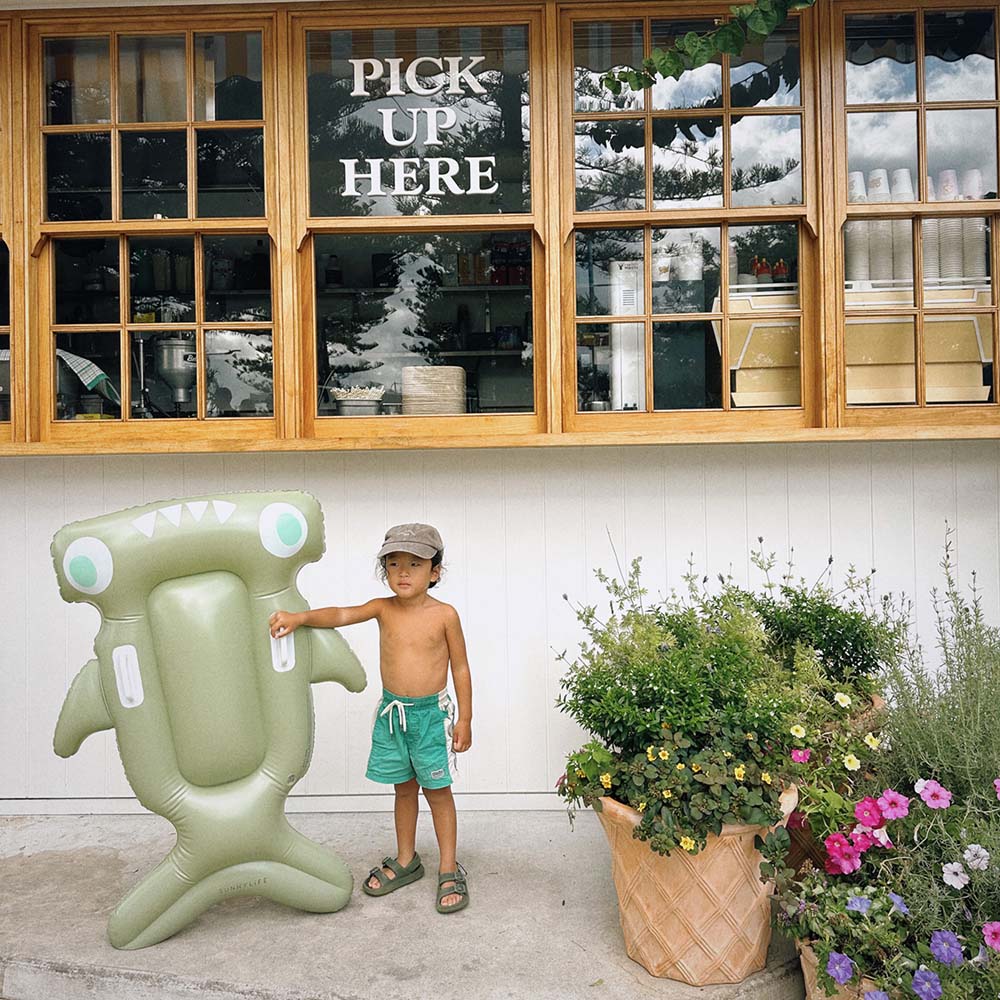 SUNNYLiFE Kids Lie-On Float Salty The Shark Khaki