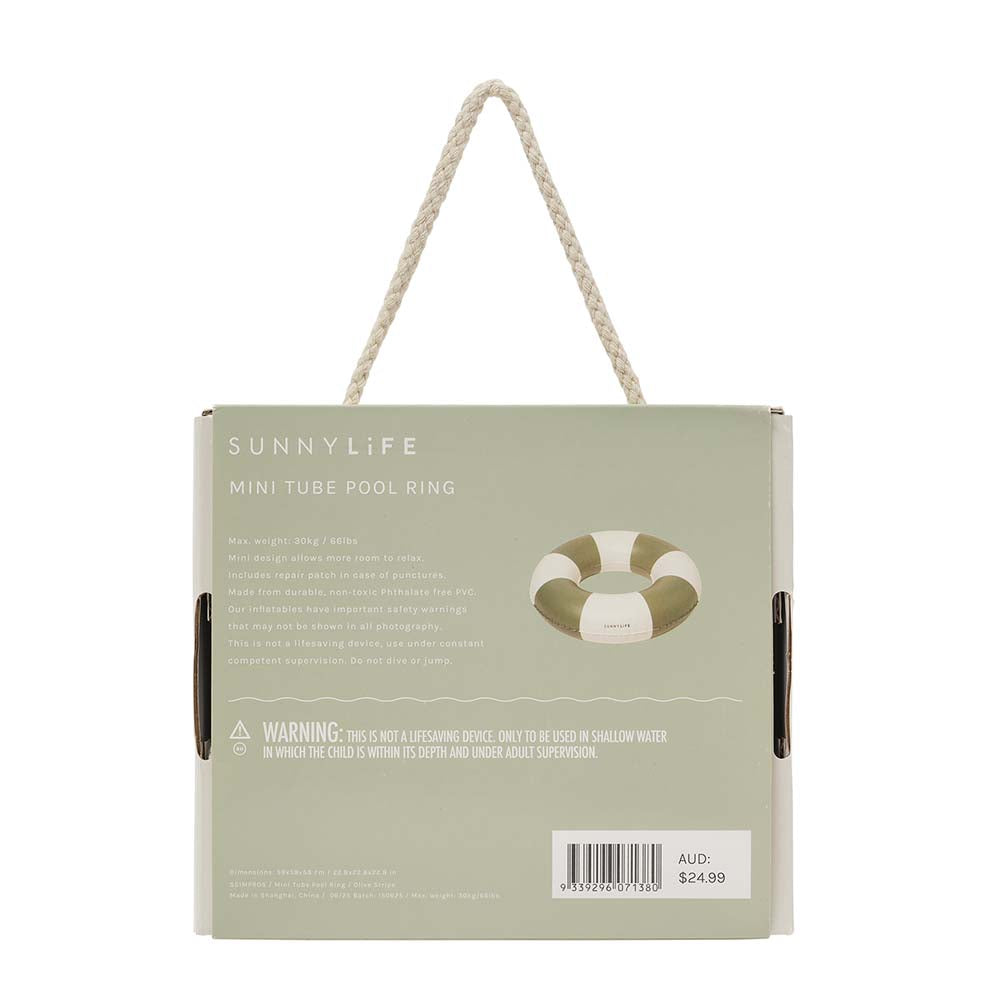 SUNNYLiFE Mini Tube Pool Ring Olive Stripe