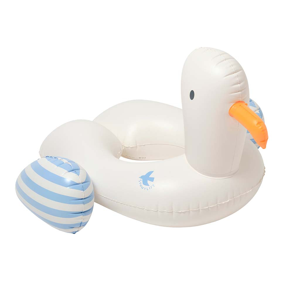 SUNNYLiFE Kids Tube Pool Ring Sammy The Seagull Blue Stripe