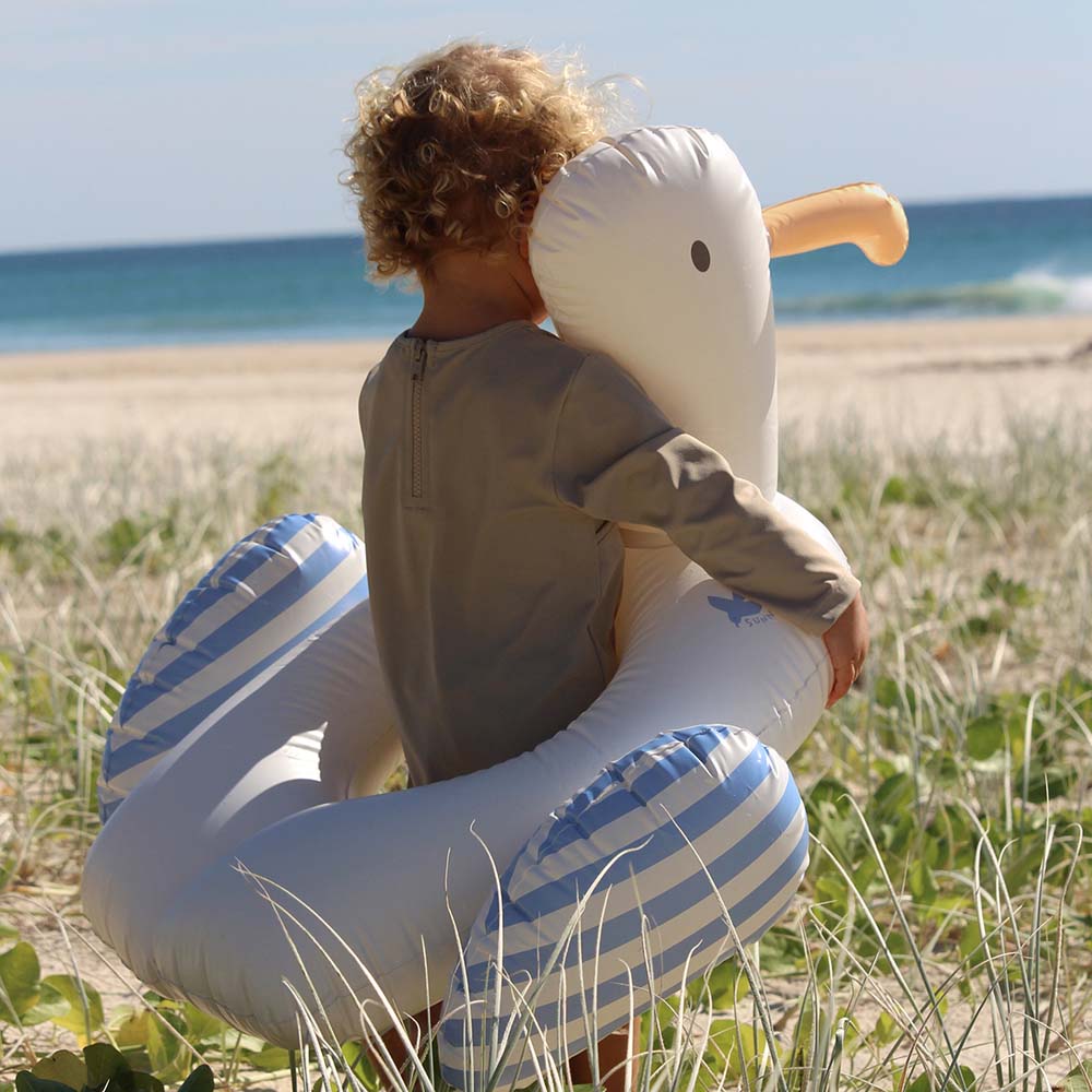 SUNNYLiFE Kids Tube Pool Ring Sammy The Seagull Blue Stripe