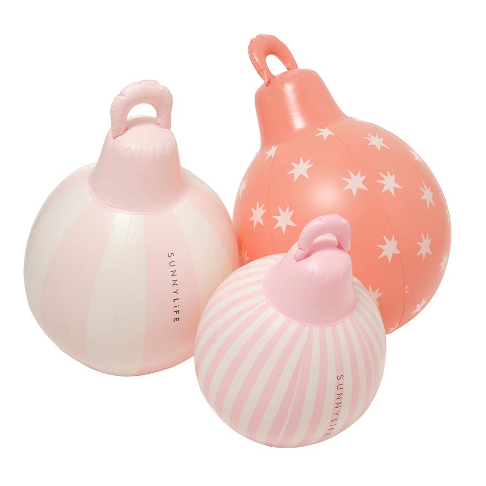 SUNNYLiFE Set of 3 Light Up Christmas Baubles pink