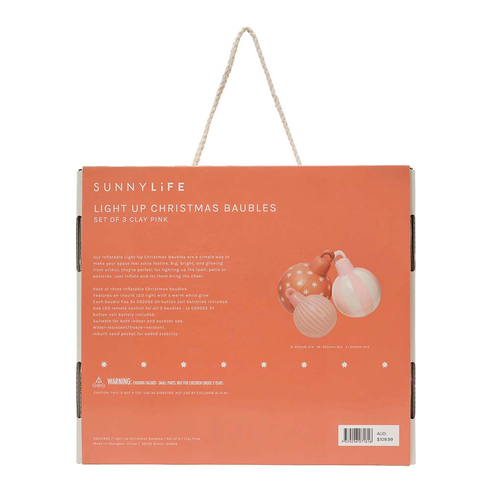 SUNNYLiFE Set of 3 Light Up Christmas Baubles