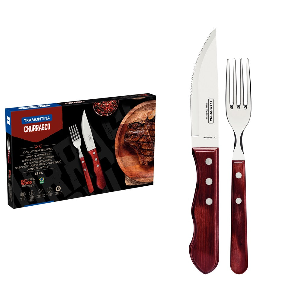 Tramontina 12 Piece Polywood Jumbo Steak Set Red - House